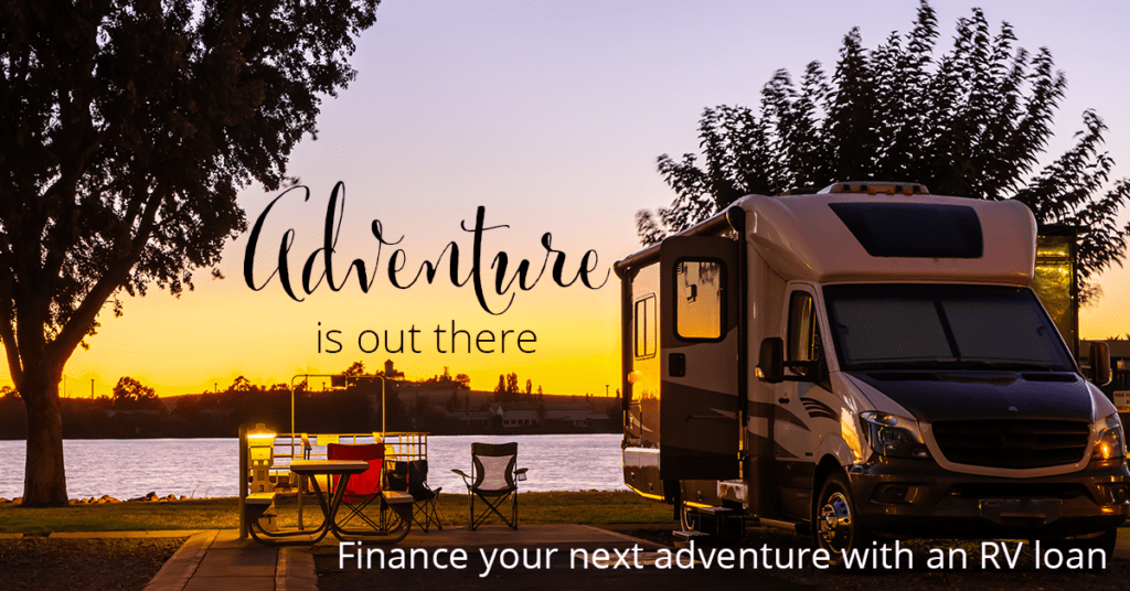 RV on sunset - Finance your next adventure with an RV loan
