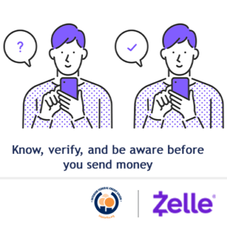 graphic of person verifying who they are sending money to